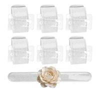 MiOYOOW Wrist Corsage Bracelets, 6PCS Elastic Wrist Flower Band with Glitter Base & Adjustable Metal Frame for Wedding Proms Graduation Party