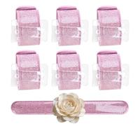 MiOYOOW Wrist Corsage Bracelets, 6PCS Elastic Wrist Flower Band with Glitter Base & Adjustable Metal Frame for Wedding Proms Graduation Party