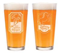 MIP 16 oz Beer Pint Glass Gift Set Of 2 The Prancing Pony and The Green Dragon