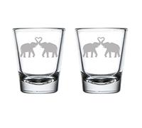 MIP Brand Set of 2 Shot Glasses 1.75oz Shot Glass Elephants Making Heart