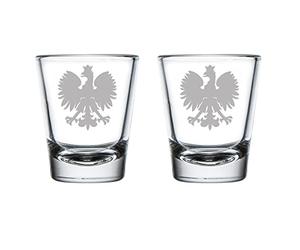 MIP Brand Set of 2 Shot Glasses 1.75oz Shot Glass Poland Polish Eagle