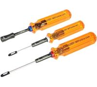 MIP RC Hex and Nut Screwdriver Set 9620 - 3-Piece Tool Kit (1.5mm, 2.0mm, 7.0mm) for RC Cars, Helicopters, Drones, Boats - Precision Hexagon Allen Wrenches and Nut Drivers for RC Repair - Made in USA