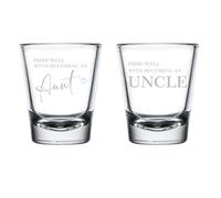 MIP Set of 2 Shot Glasses 1.75oz Shot Glass Set Pairs Well With Becoming An Aunt & Uncle Baby Announcement Pregnancy Announcement Baby Reveal