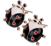Mipcase 1 Pair Ladybug Earrings Alloy Studs Unique Fashion Style Stunning Look Excellent Craft Black for Birthday Graduation Teen Women