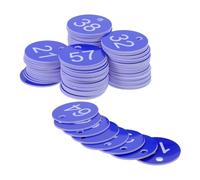 Mipcase 100pcs Numbered Plastic Key Tags Round Hole, Blue and White Id Hang Tags 1-100 for Office, Cabinet and Key Box Organization