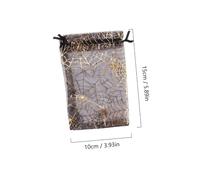 Mipcase 100pcs Reusable Halloween Organza Gift Bags with Drawstring Closure, Black Halloween Pattern Design, for Candy and Jewelry Storage at Parties and Festive Events