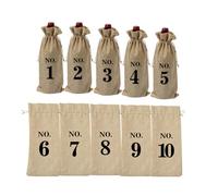 Mipcase 10pcs European Style Burlap Wine Bottle Bags Vintage Linen Tote with Numbers 1-10, Reusable Jute Wine Bags for Wedding Packaging and Travel, 15x35cm