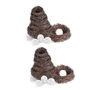 Mipcase 10pcs Garden Decor Bird Nests Artificial Birds Nest Realistic Fake Eggs for Easter