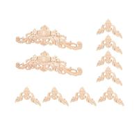 Mipcase 10pcs Wooden Carved Flower Corner Appliques Set, Unfinished Solid Wood Cabinet Decor, DIY Woodcrafts for Home Decoration and Furniture Embellishment, 16x8cm 40x12cm Pieces