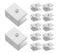 Mipcase 12pcs Black Aluminum Glass Shelf Brackets Clamp Holder for 8-10mm Thick Floating Glass Shelves Wall Mounted Heavy Duty Supports for Furniture Storage