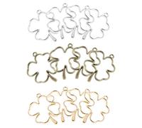 Mipcase 12pcs Hollow Shamrock Charm Pendant for Women Jewelry Making Alloy | Plant Inspired Trend Piece, Lightweight Alloy Build, Fading Resistance, Lasting Shine for Necklaces Bracelets