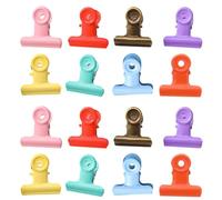 Mipcase 16pcs Small Metal Dovetail Clips Assorted Candy Colors for Student Stationery Office Document and Receipt Organizing Food Bag Fresh-Keeping Clips Random Style