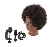 Mipcase 1Pc Afro Hairdressing Mannequin Head Training Tool for Stylists Real Human Hair Practice Model for Barbers and Cosmetology Students Medium-sized Wig Head for Hair Styling Skills