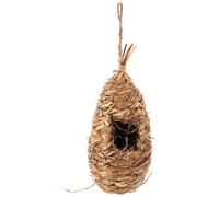 Mipcase 1pc Woven Bird Nest Straw Bird House Straw Bird Nest Decor Drop-shaped Bird House Weaving Birds Shelter Bird Nest Pendant Birdcage Pendant Bird Nest Adornment Brown Hibiscus