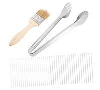 Mipcase 1set Bbq Tools Set Grill Accessories Forks Tongs and Basting Brush for Outdoor Cooking Camping and Picnics Ergonomic Easy to Clean Compact Storage Bag Included