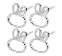 Mipcase 2 Pairs Tiny Silver Rabbit Earrings Cute Bunny Ear Jewelry Set for Women and Minimalist Animal Studs for Everyday Wear