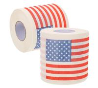 Mipcase 2 Rolls American Flag Toilet Paper Ply Thick Bathroom Tissue with Decorative Novelty Design Premium Wood Pulp Soft Absorbent No Crumbs Safe for Sensitive Skin Per Roll