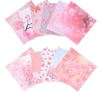 Mipcase 200pcs Dual-Sided Origami Folding Paper for DIY Crafts, Sakura Cherry Blossom Pattern, Thick Square Sheets for Scrapbooking and Handmade Art Projects in Home and School
