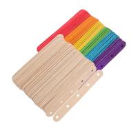 Mipcase 200pcs Popsicle Craft Sticks Wooden Craft Sticks with End Holes Assorted Color Natural Wood Versatile Usage Encouraging Creativity and Imagination for School Assignments and Home