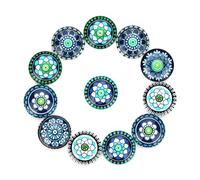 Mipcase 20pcs Glass Interface Patch Gemstone Paste Flower Pattern Blue Glass Patch for DIY Jewelry Making Accessories Practical Easy to Stick Home Decoration