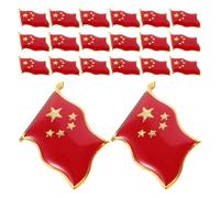 Mipcase 20pcs Patriotic Alloy National Flag Lapel Pins, Red Five-point Star Brooch Badges for Clothing, for National Day Celebrations and Themed Events