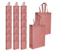 Mipcase 20pcs Reusable Grocery Bags Pink Non-woven Foldable Lightweight Tote Bags with Handles for Family Events and Birthday Party Favors