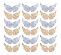Mipcase 24pcs Angel Wing Appliques for Clothes and Bags, DIY Party Decoration Set with Silver and Yellow Wings, Sew-on Fabric Patches for Backpacks and Costumes