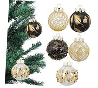 Mipcase 25pcs Shatterproof Christmas Ball Ornaments Pet Decorative Baubles for Xmas Tree Hanging Black Gold Color Lightweight and Holiday Decorations for Home and Party