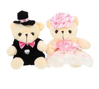 Mipcase 2Pcs Adorable Bear Doll Wedding Ornament Cute Stuffed Bear Modeling for Home Decoration and Special Bears with Delicate Lace Skirt