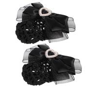 Mipcase 2pcs Black Hair Bun Cover Nets with Bowknot Hair Clips for Professional Staff for Nurses Bankers and Hospitality Uniforms