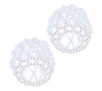 Mipcase 2pcs Blue Handmade Crystal Rhinestone Elastic Ballet Bun Hair Nets for Women, Hair Net for Skating Performances and Dance