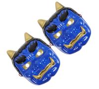 Mipcase 2pcs Blue Nian Monster Hannya Masks Set - Reusable Japanese Warrior Character Masks for Halloween, Masquerade, Party, and Sushi Restaurant Decoration