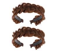 Mipcase 2pcs Braided Headbands for Women with Anti-slip Teeth, Fishbone Braid Hairband, Wide Natural Style Headband for Hair Styling and Daily Wear