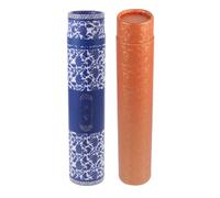 Mipcase 2pcs Calligraphy Art Scroll Holder Set, 35-62cm Extendable Chinese Painting Storage Tubes 6cm Inner Diameter, Blue and Gold Poster Scroll Organizer for Artists