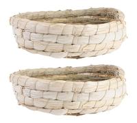 Mipcase 2pcs Corn Husk Straw Nest Bird Pigeon Nest Bowl Handwoven Bird Nest Rustic Birdhouse Pigeon Straw Nest Natural Pigeon Nest Parrot Nest Nesting Manual Small Animals