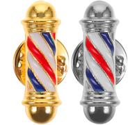 Mipcase 2pcs Creative Barber Shop Pole Brooch Lapel Pins Alloy Sweater Brooch Set with Gold and Silver Hairdresser Light Design Stylish for Women’s Clothing Accessories