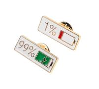Mipcase 2pcs Cute Japanese Style Battery Indicator Lapel Pins Brooch Set for Women Couples Collar Scarf Bag Accessories with 1% and 99% Battery Expression