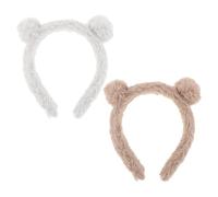 Mipcase 2pcs Cute Plush Bear Ears Headband for Women, Soft Fuzzy Hair Accessories with Non-slip Design, for Birthday Parties and Face Washing, Versatile and Playful Style