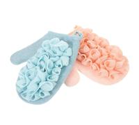 Mipcase 2pcs Double-Sided Exfoliating Bath Mitts for Shower - Deep Body Exfoliator Gloves with Blue and Pink Handheld Loofahs for Adult Skin Massage and Dead Skin Removal
