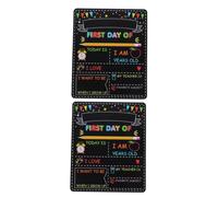 Mipcase 2PCS Double Sided First Day of School Board Sign for Kindergarten Preschool Reusable Chalk Blackboard to Record Age Grade Teacher Favorite Things and Date Nursery Decor Back to
