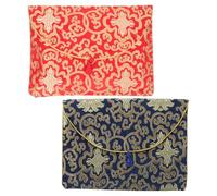 Mipcase 2pcs Embroidery Brocade Scripture Storage Pouch Set, Floral Chinese Style Buddhist Pouch for Organizing and Protecting Sutras, Decorative Wrapping Bag for Religious Texts