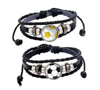 Mipcase 2pcs Football Fans Leather Beaded Wristlet Jewelry for Football Lovers for Stuff and Gifts for for for for Boys and Girls Who Like