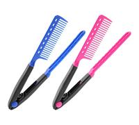 Mipcase 2pcs Hair Straightening Comb V-shaped Plastic Hair Comb with Scalp Care Function Salon Accessories for Home and Professional Use