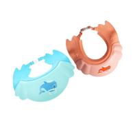 Mipcase 2pcs Kids Waterproof Shower Cap Baby Hair Washing Hat with Adjustable Elastic Band, Protective Visor for Ears and Eyes, Plastic Bath Headgear for Toddlers, Whale Blue Pink
