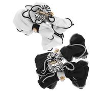 Mipcase 2pcs Large Bow Hair Claw Clips for Women Jumbo Fabric Hair Clamps with White and Black Bows and Updo Styling