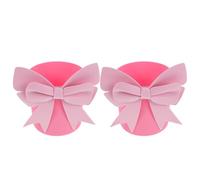 Mipcase 2pcs Pink Flower Bouquet Boxes with Decorative Butterfly Bow, Plastic and Bubble Material, 12cm round Cylindrical Buckets for Floral Arrangements and Celebrations