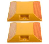 Mipcase 2pcs Reflective Plastic Road Studs Street Pavement Markers Yellow White Roadside Safety Markers for Driveway and Traffic Warning