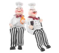 Mipcase 2pcs Resin Chef Figurine Set for Kitchen Decoration for Windowsill, Decorative and Collectible Miniature Sculptures, Rural Style Home and Office Ornaments