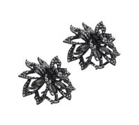Mipcase 2pcs Rhinestone Hair Claw Clips for Women Alloy Black and Grey Color Thick Hair Jaw Clip Set Stylish Ponytail Accessories for Daily Use