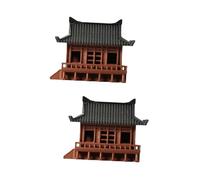 Mipcase 2pcs Simulation Pavilion Statue Landscaping Decoration Outdoor Aquarium Fish Tank Decor Pavilion Ornament